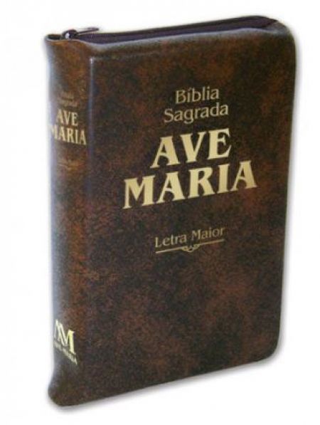 Bíblia Ave Maria Letra Maior - Zíper Marrom