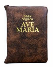 Bíblia Ave Maria Bolso - Zíper - Marrom